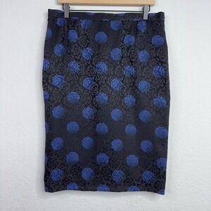 Raul Blanco Skirt Womens‎ M Blue Silk Polka Dot VTG Designer Career Dark Artsy